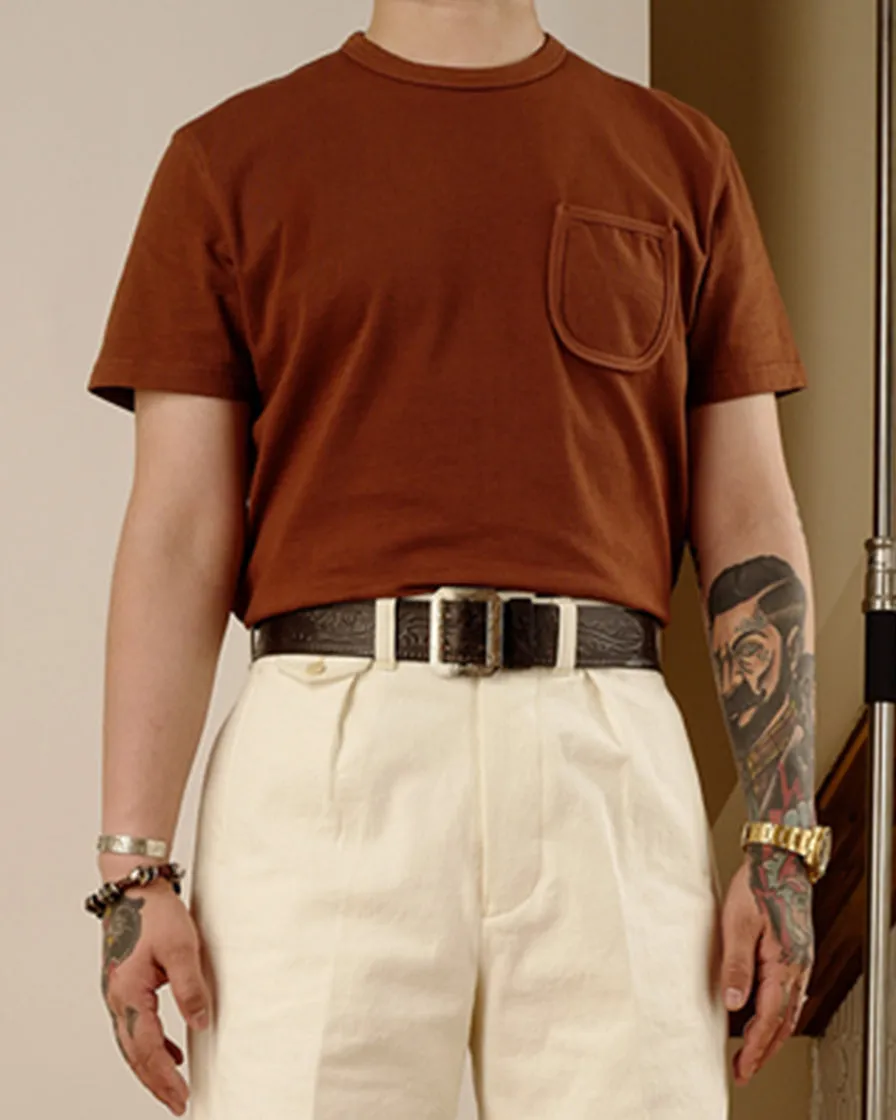 1940s Solid Colour Rib Pocket Tee