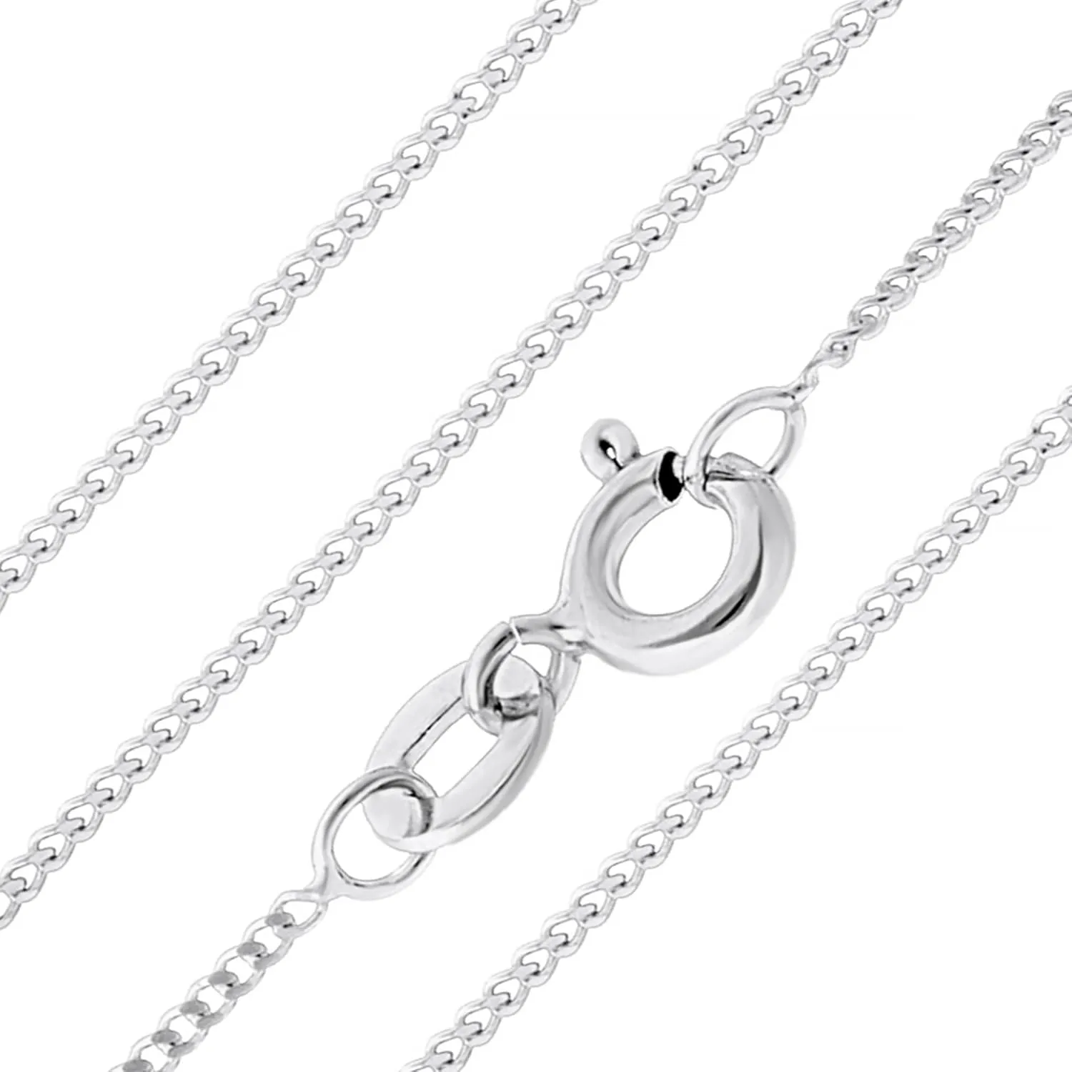 Aeon Jewelry 925 Sterling Silver Necklace - 2mm Diamond Cut Curb Chain | 16, 18, 20, 22, 24" Chain | For Layered Looks, Gifts or Pendant Replacements | Polishing Cloth & Pouch Bag Included