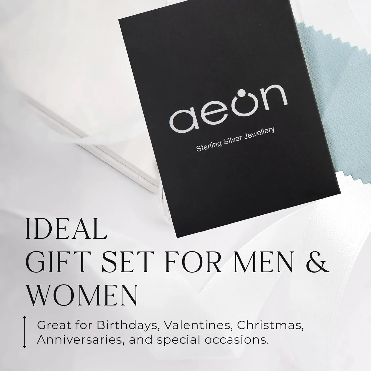 Aeon Jewelry 925 Sterling Silver Necklace - 2mm Diamond Cut Curb Chain | 16, 18, 20, 22, 24" Chain | For Layered Looks, Gifts or Pendant Replacements | Polishing Cloth & Pouch Bag Included