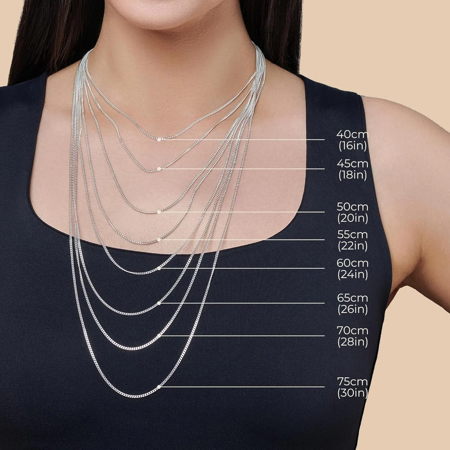 Aeon Jewelry 925 Sterling Silver Necklace - 2mm Diamond Cut Curb Chain | 16, 18, 20, 22, 24" Chain | For Layered Looks, Gifts or Pendant Replacements | Polishing Cloth & Pouch Bag Included