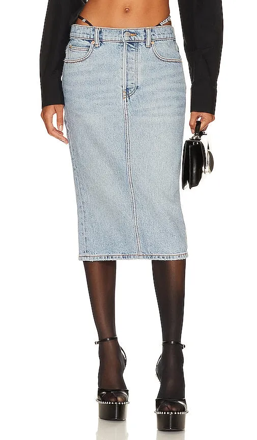 Alexander Wang Midi Skirt With Diamante Charm Thong Straps in Blue