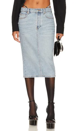 Alexander Wang Midi Skirt With Diamante Charm Thong Straps in Blue