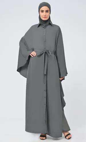 Beautiful Islamic Button Down Kaftan Abaya With Matching Hijab