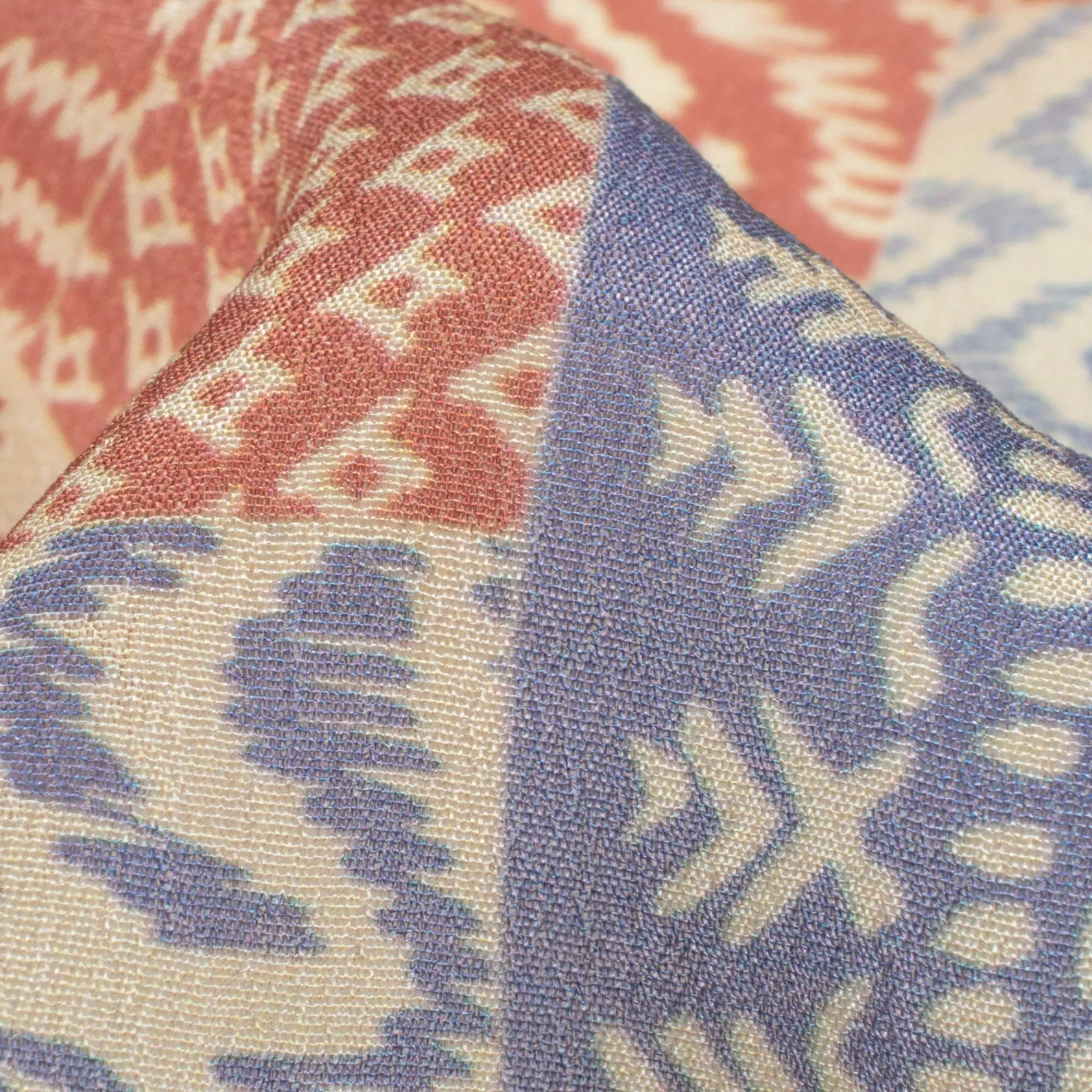 Beige And Purple Patch Pattern Digital Print Viscose Natural Crepe Fabric
