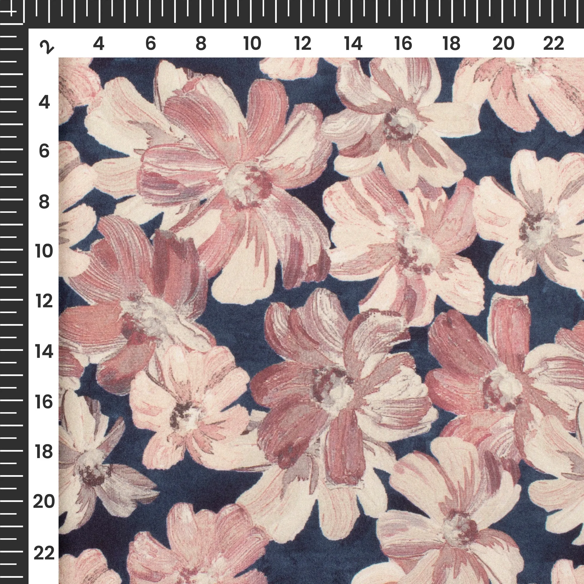 Beige Floral Digital Print Crepe Silk Fabric
