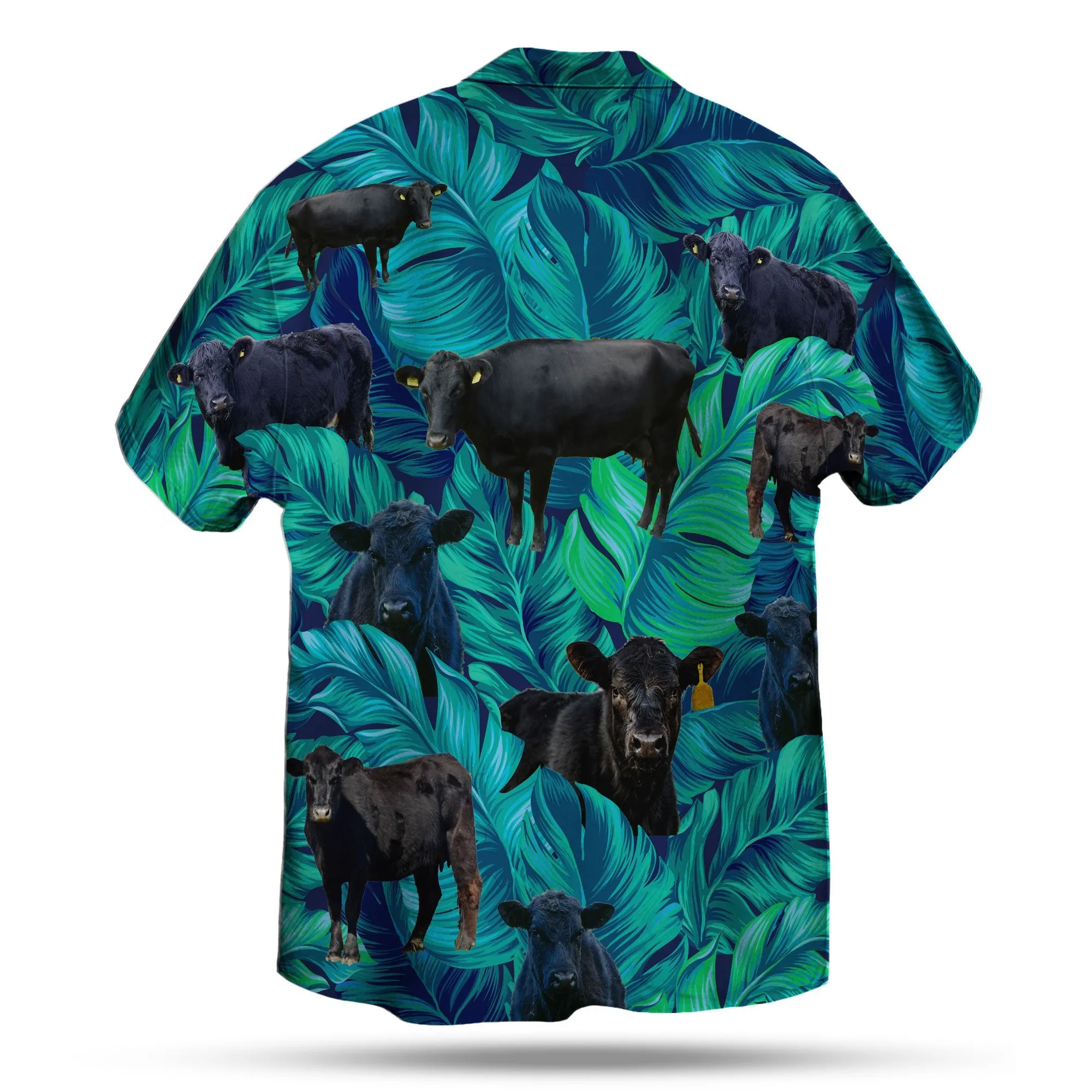 BLACK COW LEAFY HAWAIIAN SHIRT