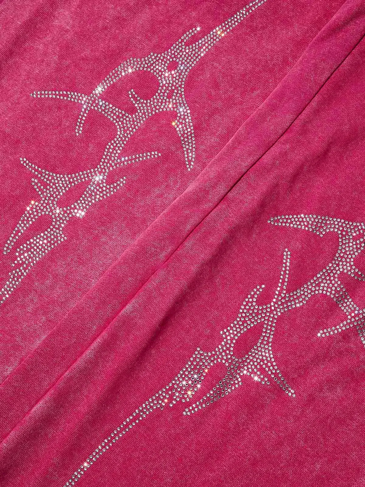 Blazing Thorn Rhinestone Print 370g Pants