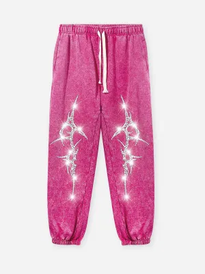 Blazing Thorn Rhinestone Print 370g Pants
