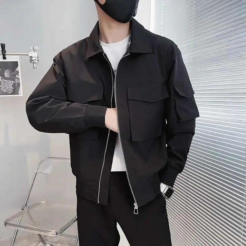 Bonsir Splicing Striped Male Baseball Coats Zip V Men's Bomber Jackets Trendy Cheap Sale Joker New in Korean Reviews Many Deals Cold
