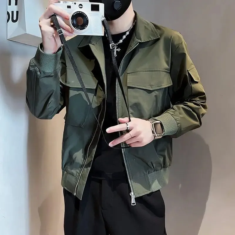 Bonsir Splicing Striped Male Baseball Coats Zip V Men's Bomber Jackets Trendy Cheap Sale Joker New in Korean Reviews Many Deals Cold