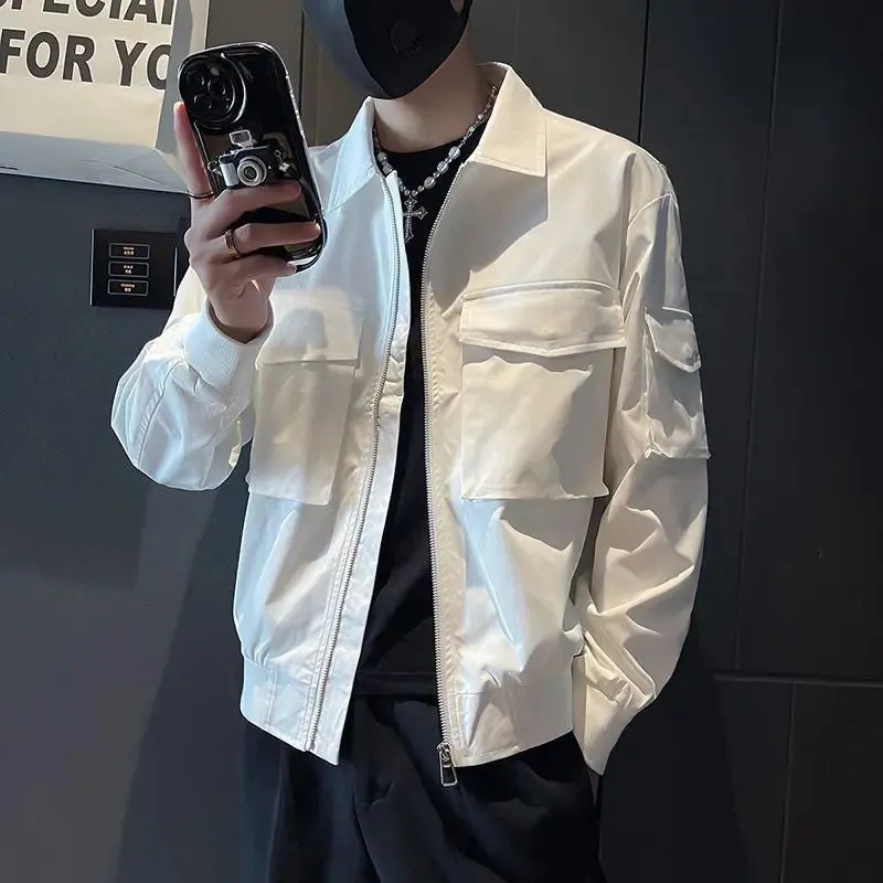 Bonsir Splicing Striped Male Baseball Coats Zip V Men's Bomber Jackets Trendy Cheap Sale Joker New in Korean Reviews Many Deals Cold