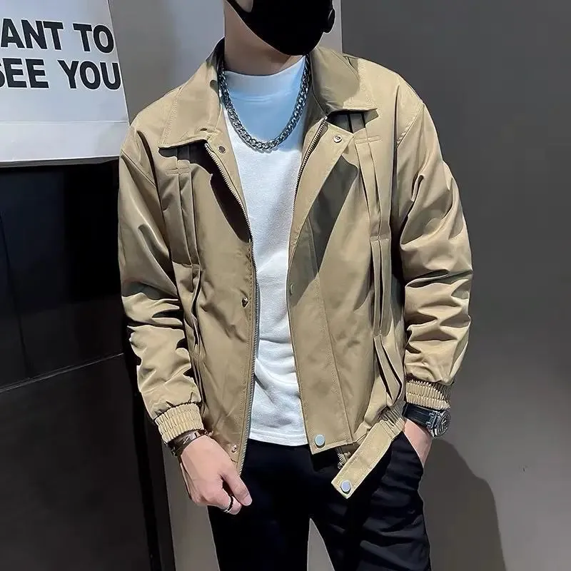 Bonsir Splicing Striped Male Baseball Coats Zip V Men's Bomber Jackets Trendy Cheap Sale Joker New in Korean Reviews Many Deals Cold