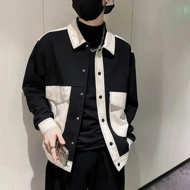 Bonsir Splicing Striped Male Baseball Coats Zip V Men's Bomber Jackets Trendy Cheap Sale Joker New in Korean Reviews Many Deals Cold