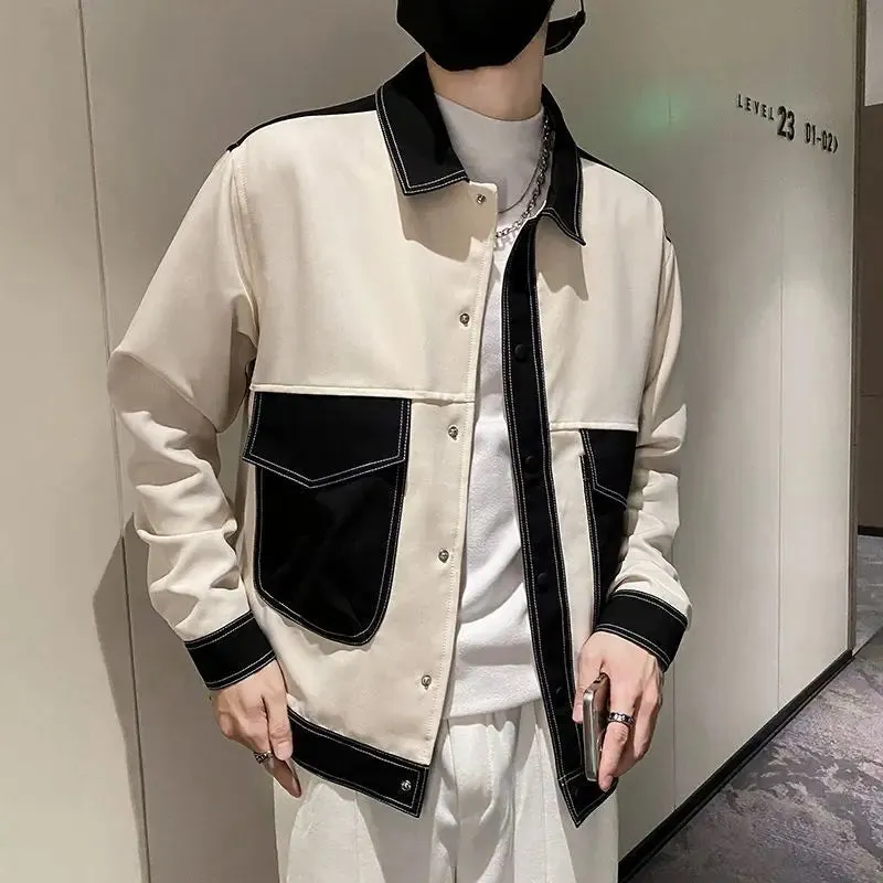 Bonsir Splicing Striped Male Baseball Coats Zip V Men's Bomber Jackets Trendy Cheap Sale Joker New in Korean Reviews Many Deals Cold
