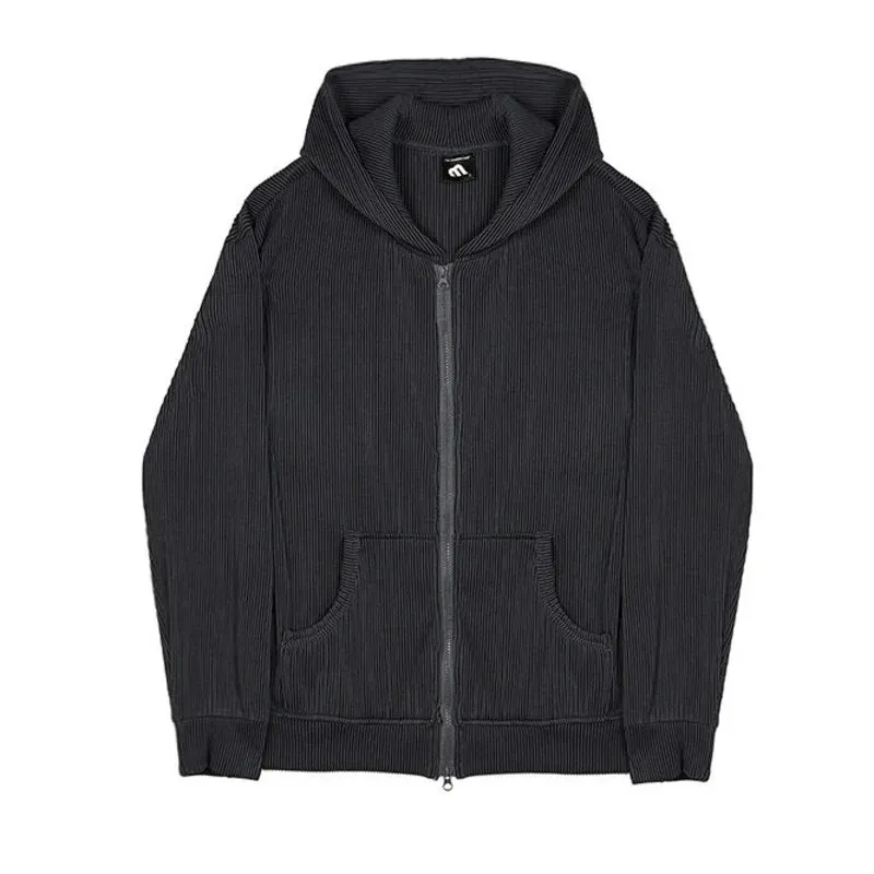 Bonsir -  Spring Men's Korean Loose Hooded Pleated Tops Trendy Handsome All-match Cardigan Sweatshirt Style Fashion Tide Clothes