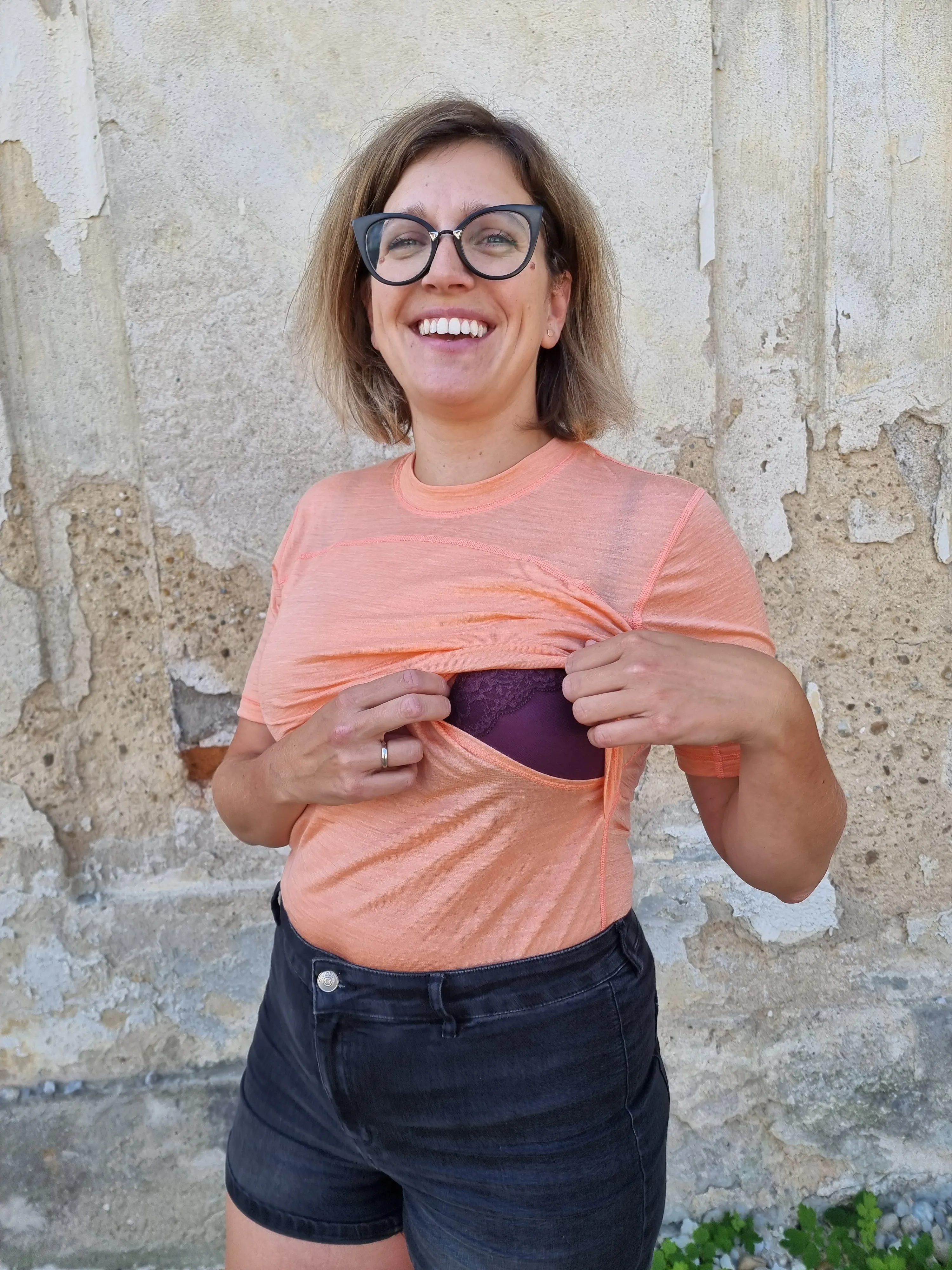 BREASTFEEDING SHORT SLEEVE - apricot