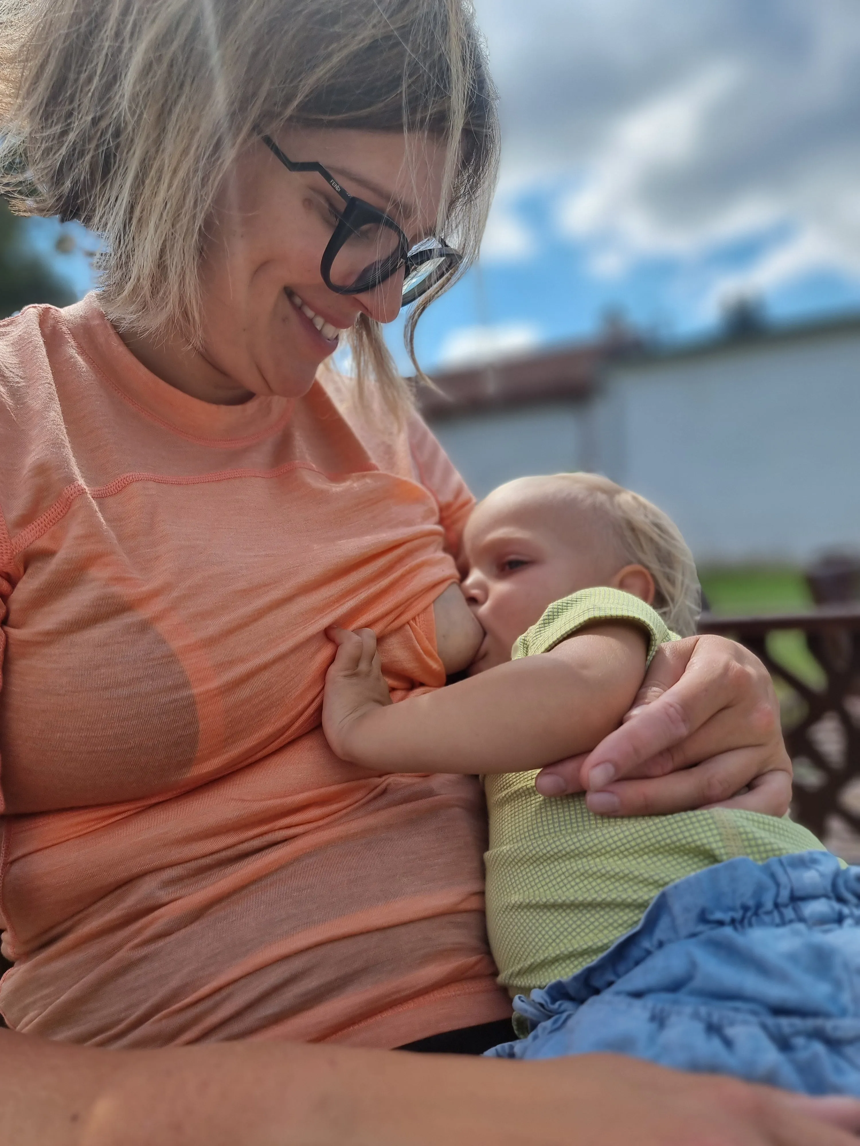 BREASTFEEDING SHORT SLEEVE - apricot