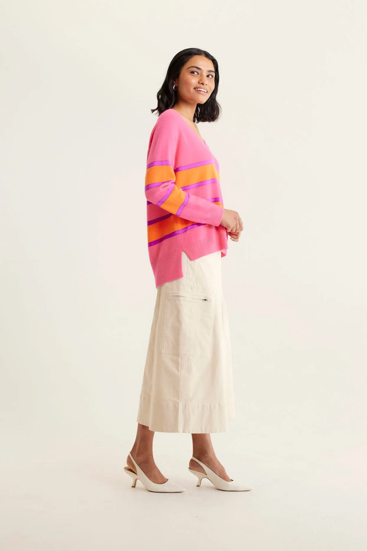 Brooklyn Cashmere Sweater In Electric Pink