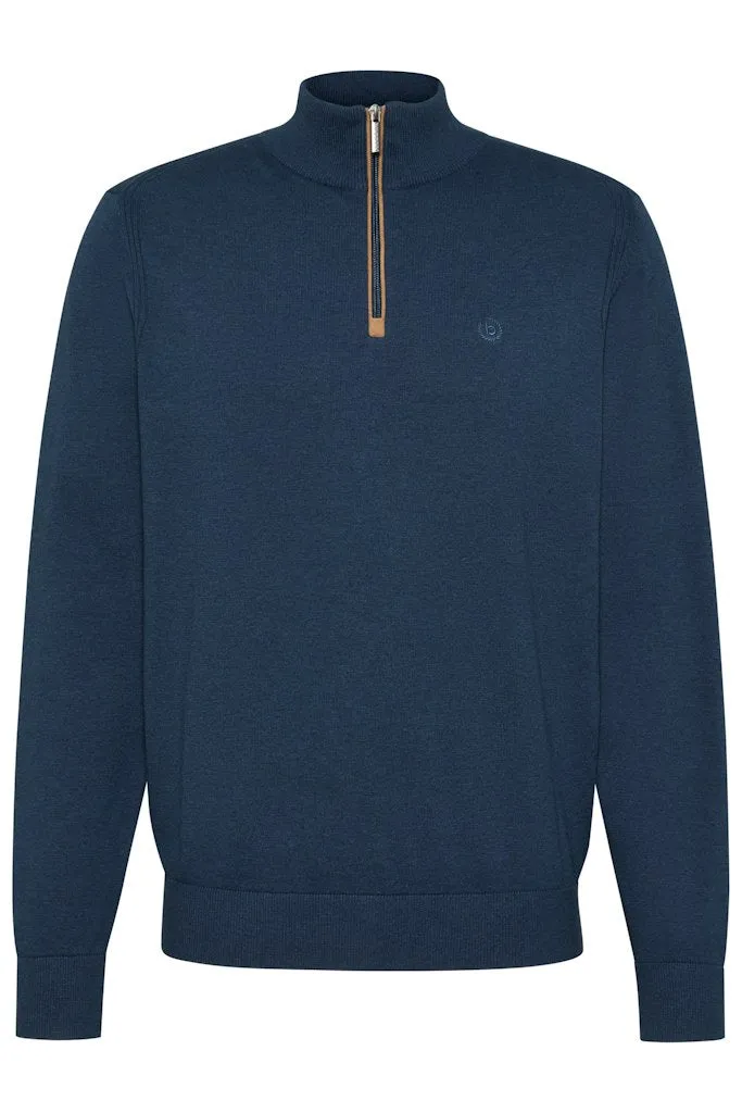Bugatti - 3XL, Cotton, Half Zip, Navy