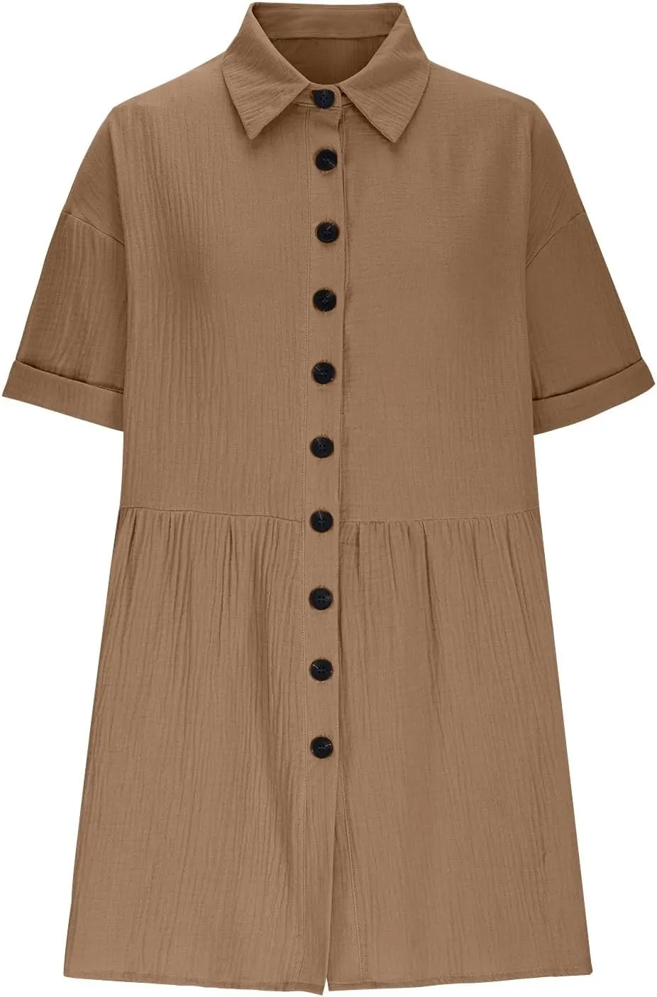 Button Down Babydoll Dress for Women Casual Summer Ruffle Mini Dresses 2025 Trendy Vacation Clothes Loose Sundress