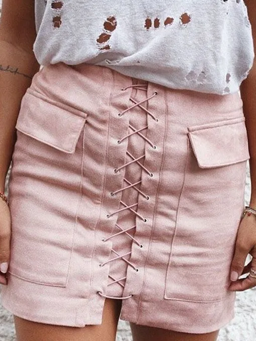 Ciara Criss Cross Skirt in Nude Pink