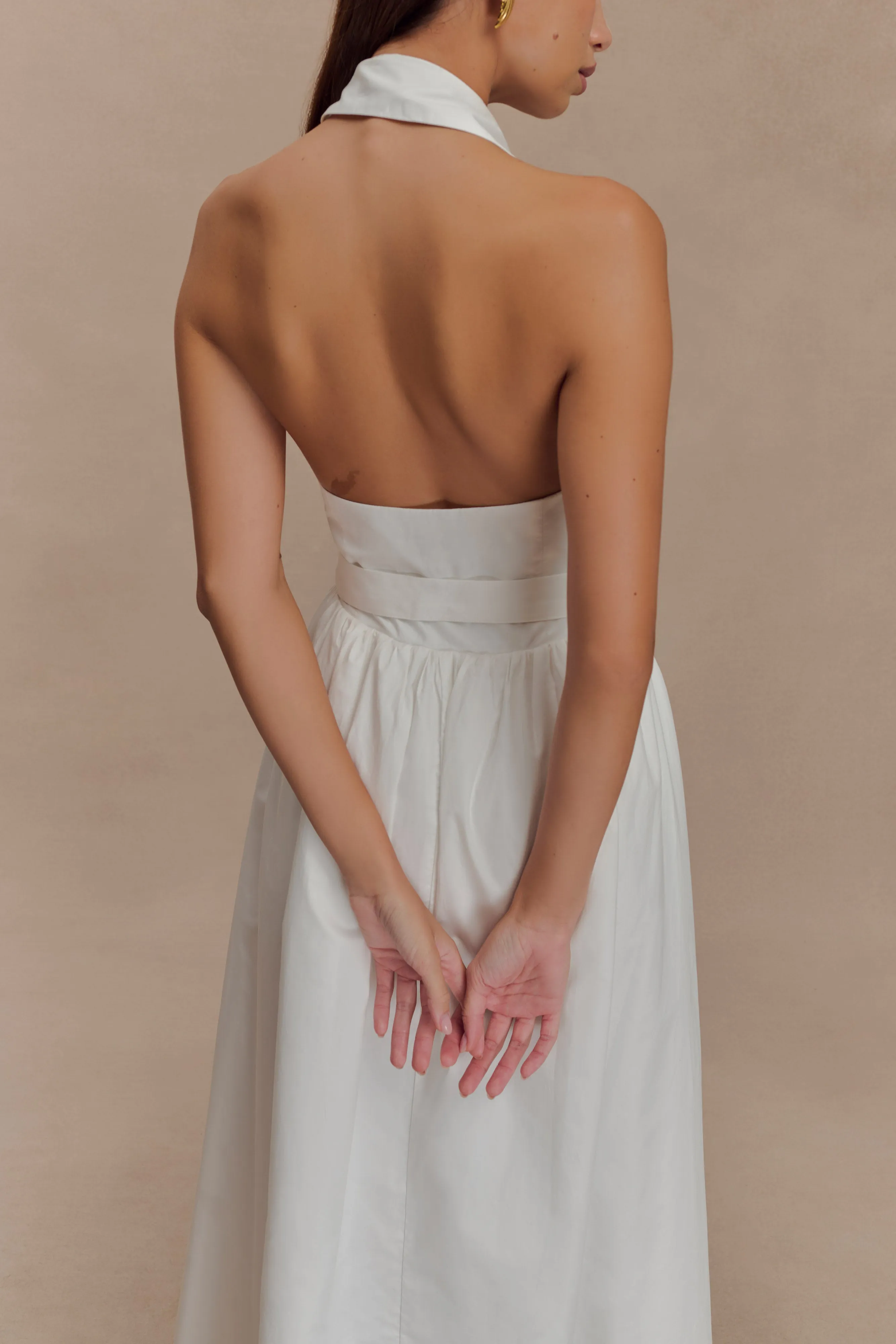Cindy Collared Midi Dress - White