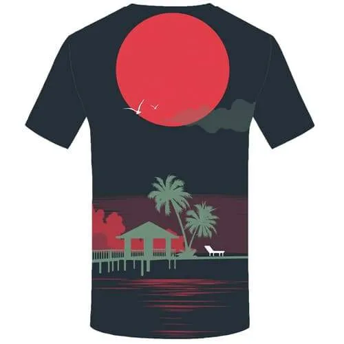 Coconut Tree T-shirt Men Harajuku T-shirts 3d Art Tshirt Printed Graffiti Tshirts Novelty Moon T-shirts Graphic Short Sleeve