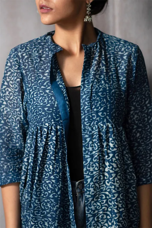 Creative Bee 'ARNO' Natural Dyed Block-Print Handwoven Gathered Jacket