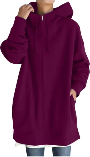 DASAYO Womens Long Oversized Hoodies Plus Size Pullover Hooded Hem Top Sweater Sweatshirts Winter Ouffits with Slit Pockets