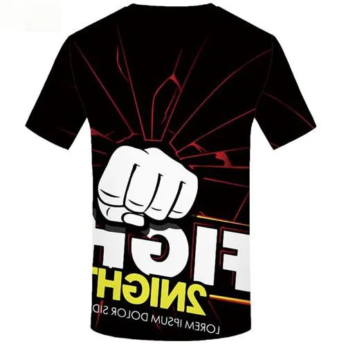 Fighting T shirts Men War Tshirts Casual Harajuku Shirt Print Hand Tshirt Anime Abstract T-shirts 3d Short Sleeve Punk Rock