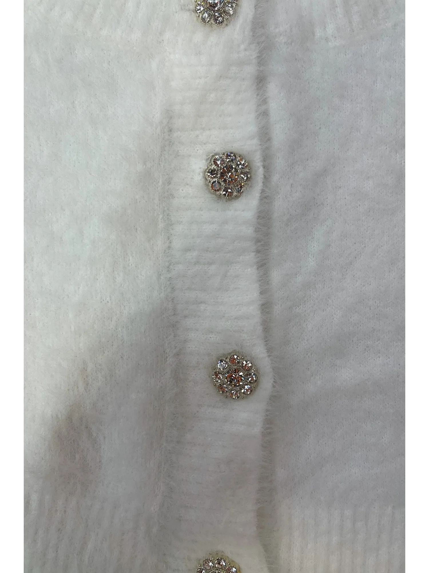 Girls Multi Color Rhinestone Button Soft Brush Sweater 2-14