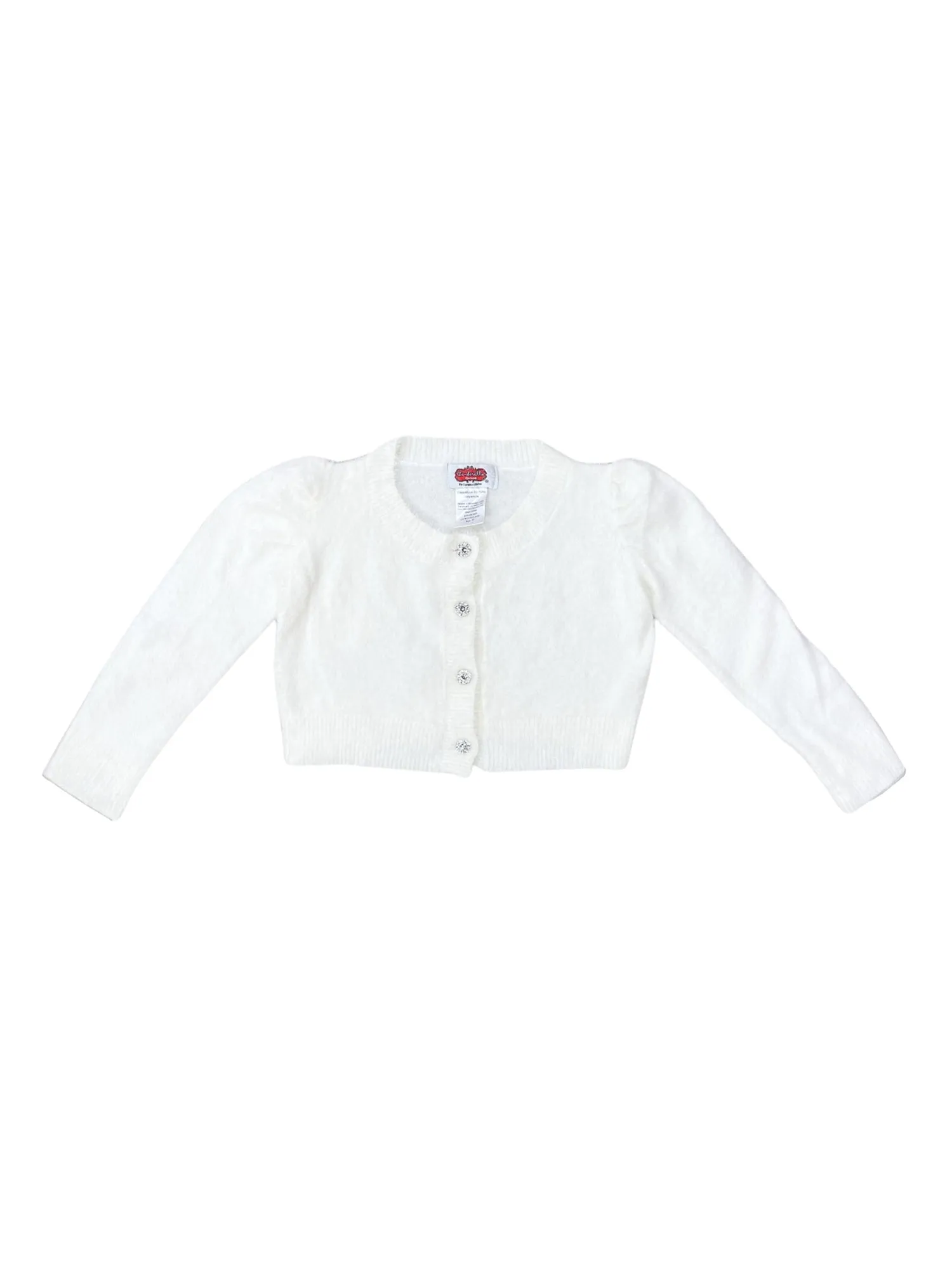 Girls Multi Color Rhinestone Button Soft Brush Sweater 2-14