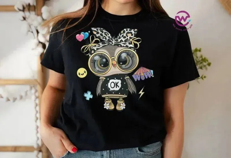 Half sleeve T-shirt- Owl-A