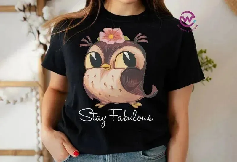 Half sleeve T-shirt- Owl-A