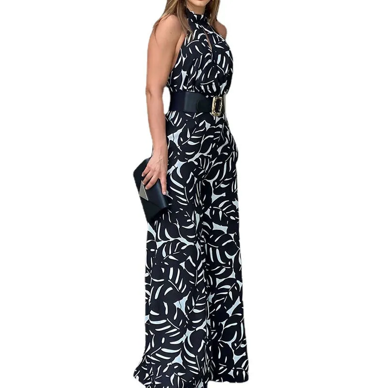 Halter Sleeveless Wide Leg Pants Jumpsuit