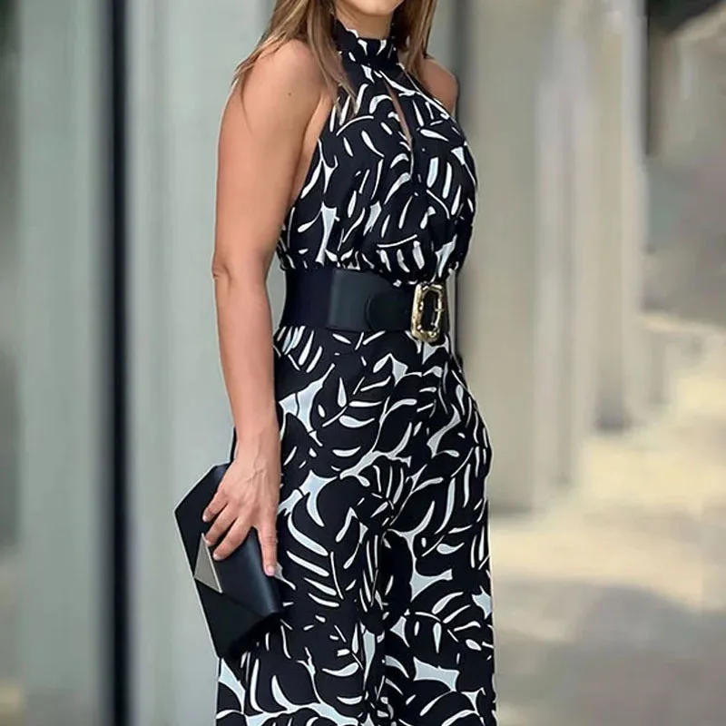 Halter Sleeveless Wide Leg Pants Jumpsuit