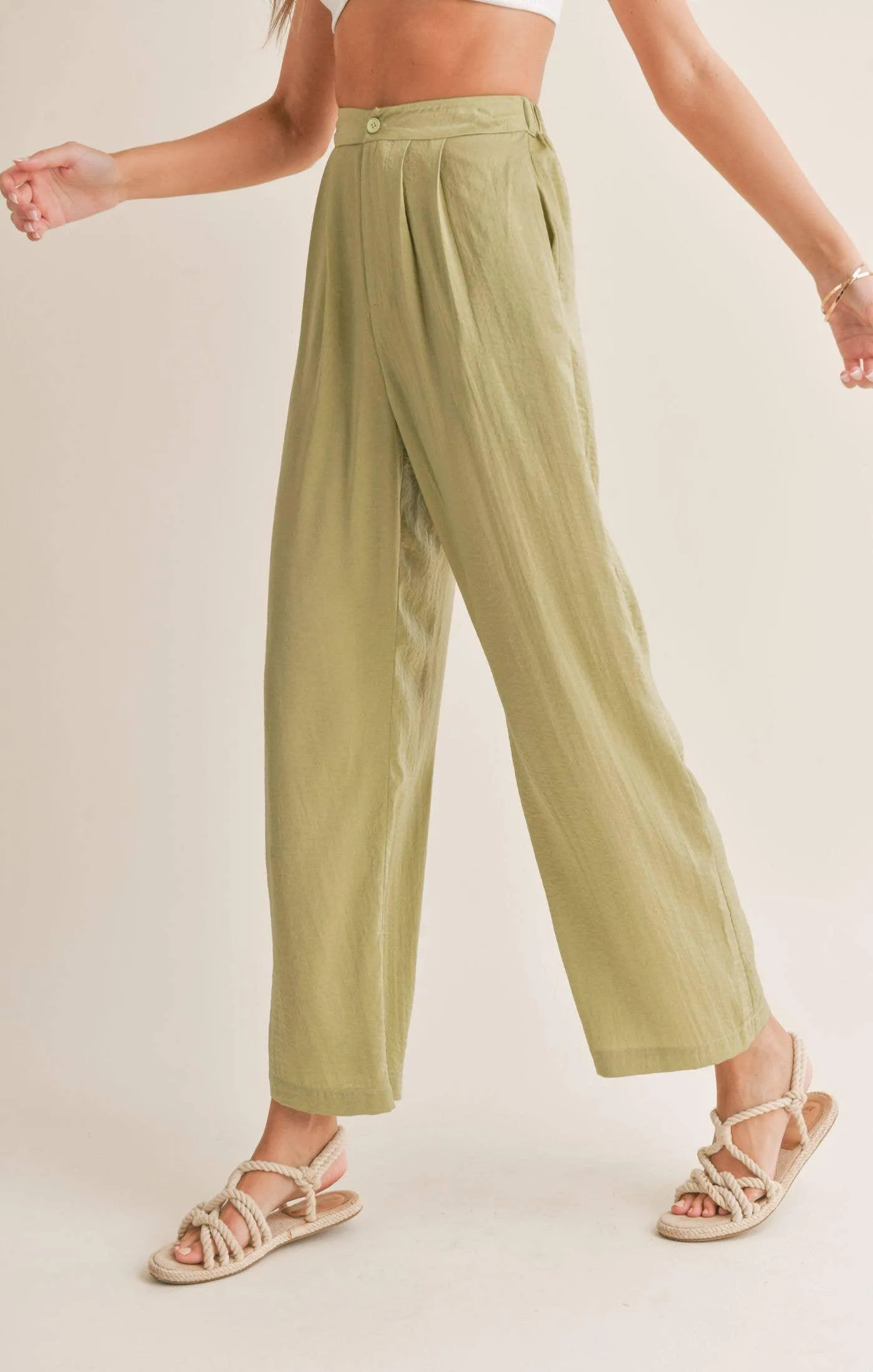 Juicy Pleated Pants: Sage Mint