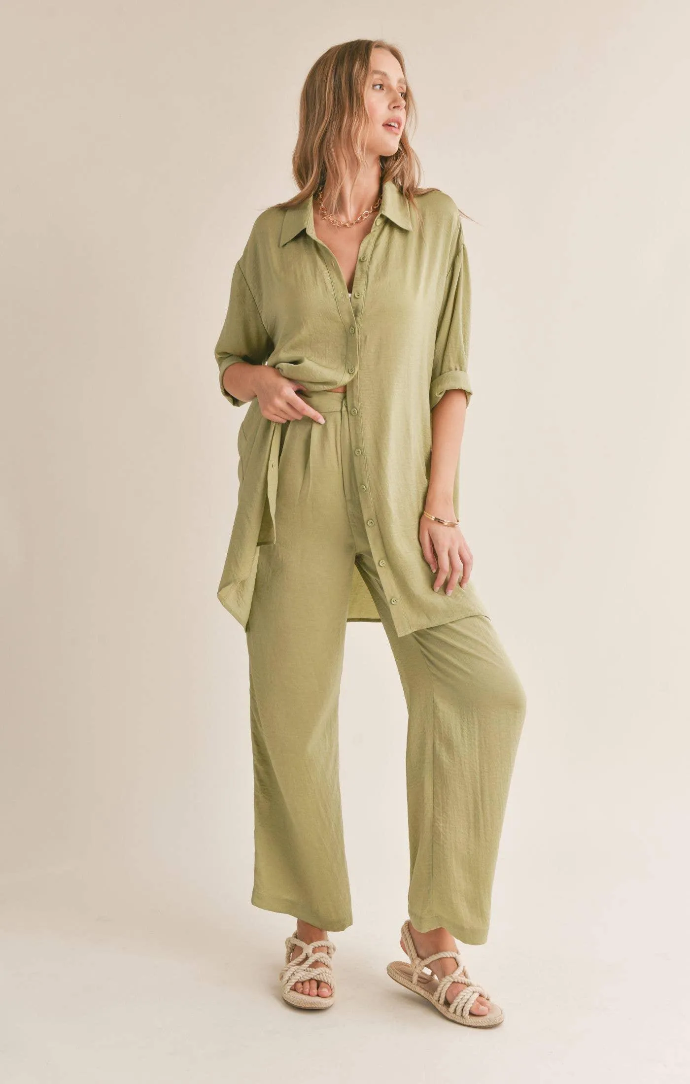 Juicy Pleated Pants: Sage Mint