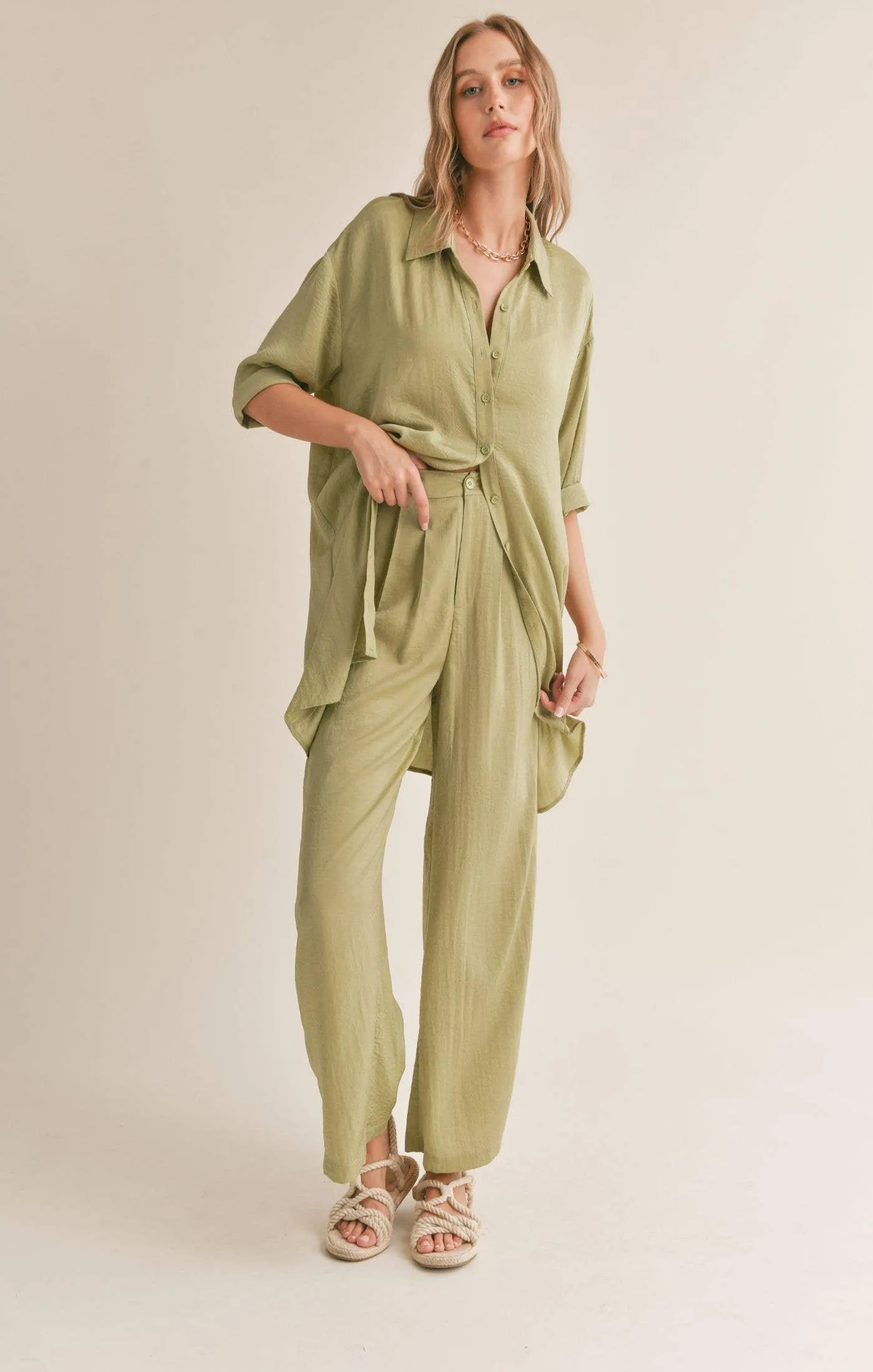 Juicy Pleated Pants: Sage Mint