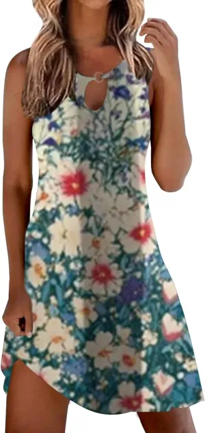 Long Sundresdes for Women Sun Dresses for Women 2025 Vacation Beach Casual Summer Sundresses Sleeveless Tank Short