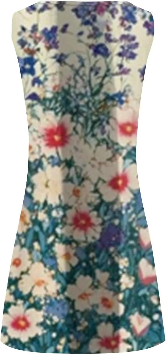 Long Sundresdes for Women Sun Dresses for Women 2025 Vacation Beach Casual Summer Sundresses Sleeveless Tank Short