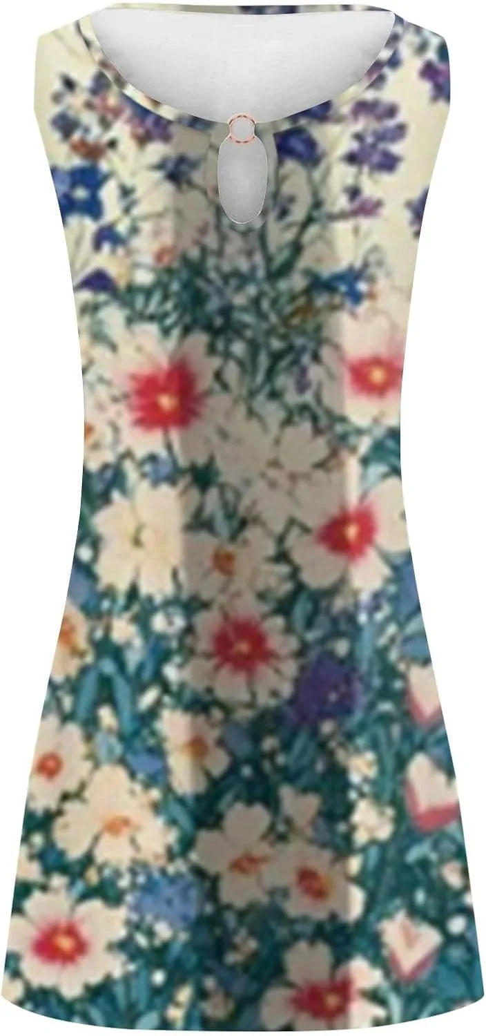 Long Sundresdes for Women Sun Dresses for Women 2025 Vacation Beach Casual Summer Sundresses Sleeveless Tank Short