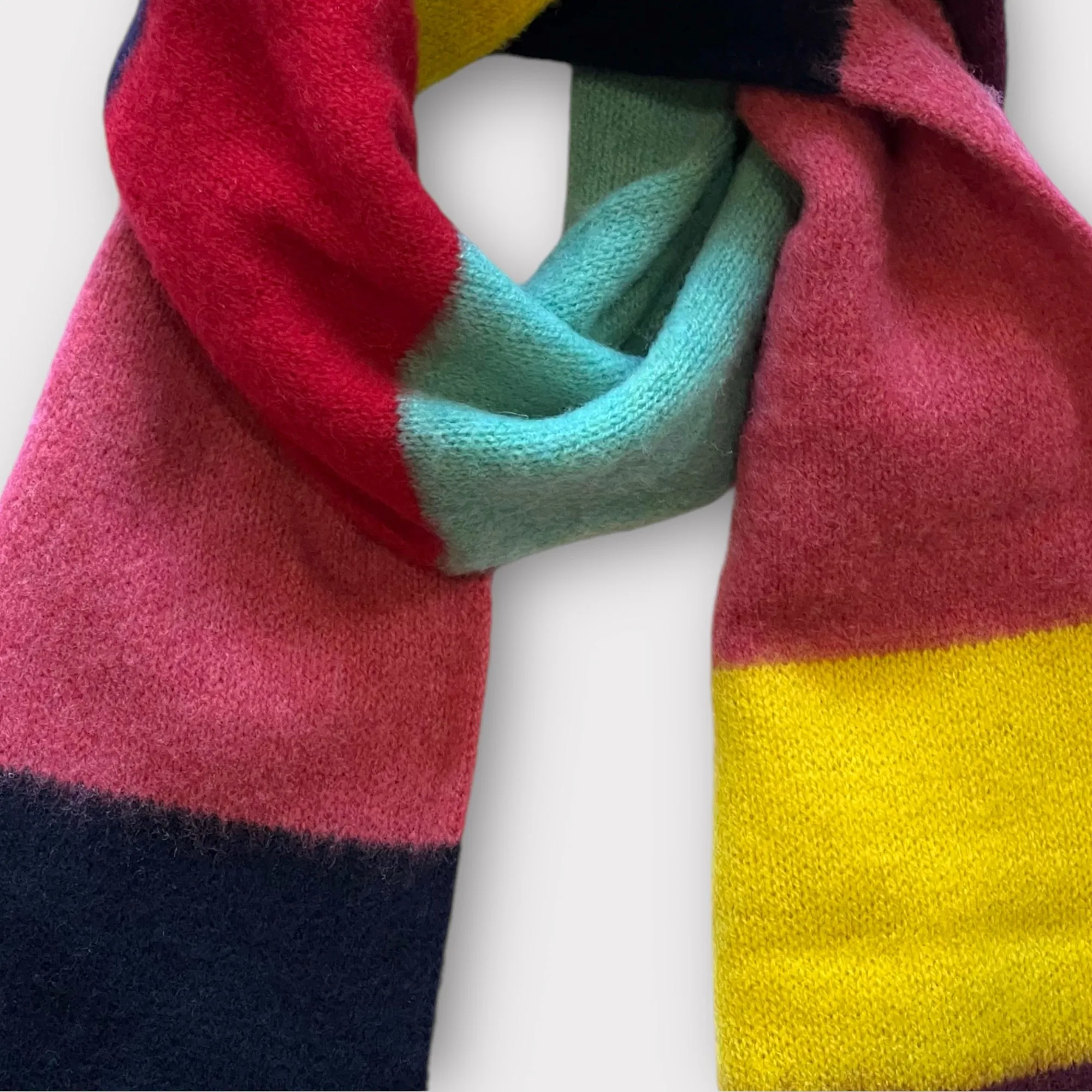 Mackie Rona Brushed Scarf Block Stripe Multi Dubonnet