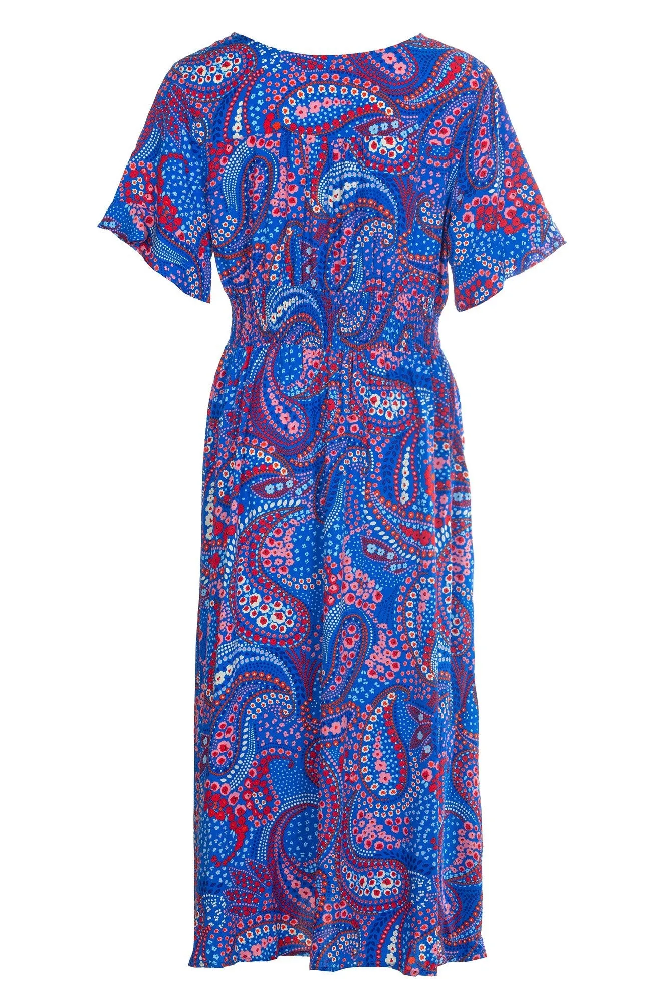 Maxi Dress with shirred waist | Cobalt Red Paisley | 3359A1