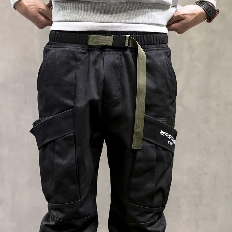 Men's Solid Colored Techwear Cargo Pants