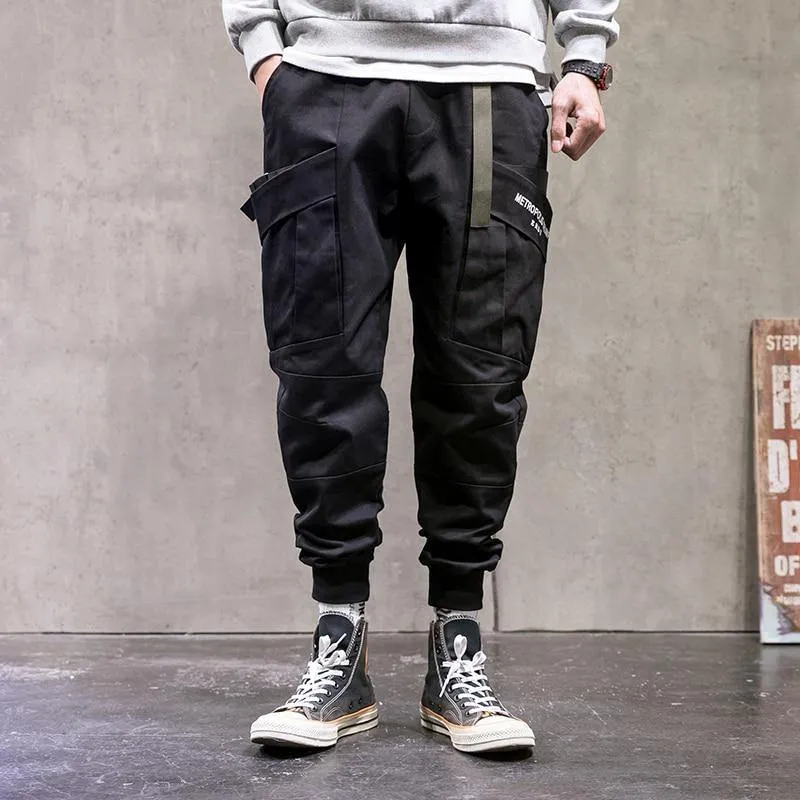 Men's Solid Colored Techwear Cargo Pants