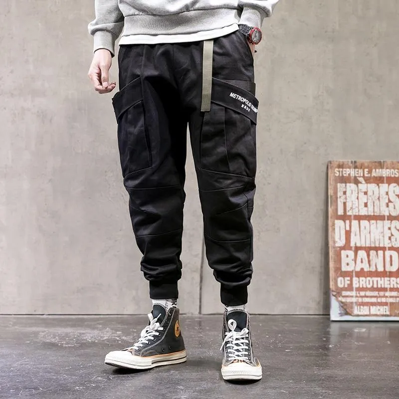 Men's Solid Colored Techwear Cargo Pants