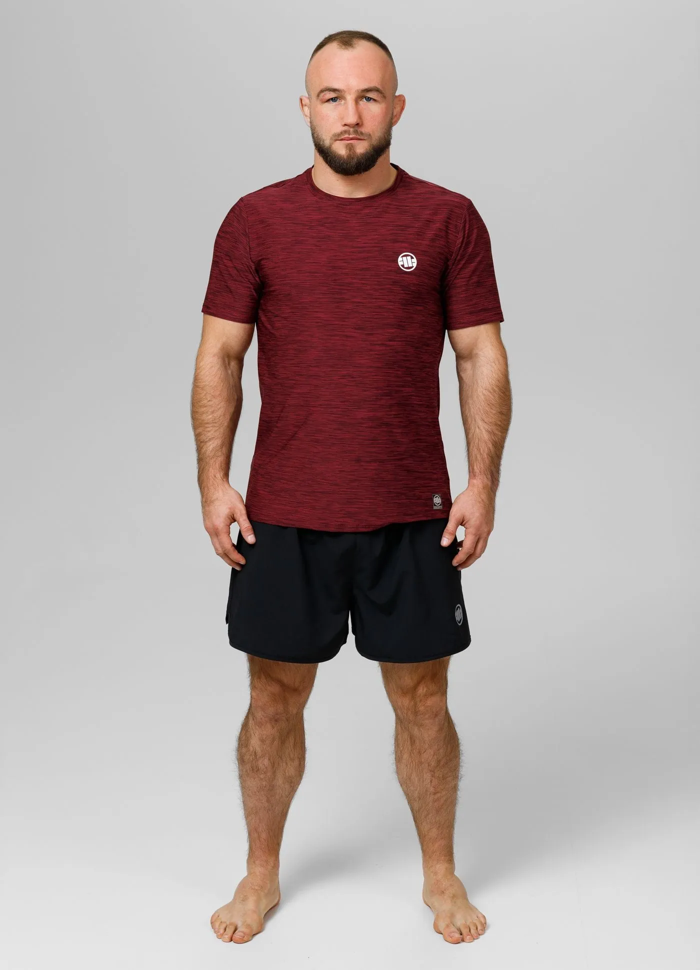 Men's T-Shirt Casual Sport Small Logo - Burgundy Melange