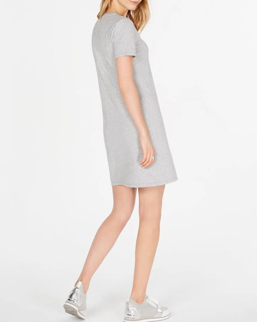 MICHAEL Michael Kors Gray Mini Stud Short Sleeve T Shirt Dress
