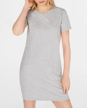 MICHAEL Michael Kors Gray Mini Stud Short Sleeve T Shirt Dress